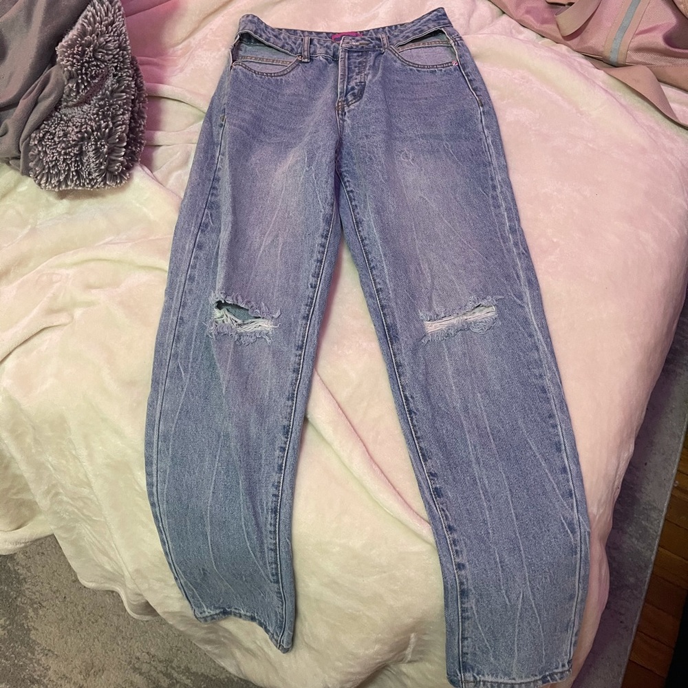 Blue Edikted Cut out Jeans